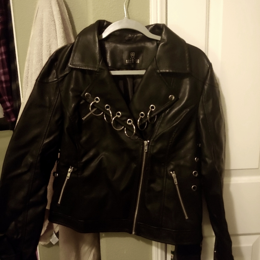 Gothic Faux Leather O Ring Jacket